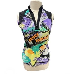 Jamie Sadock Crinkle Sleeveless Abstract Golf Top L